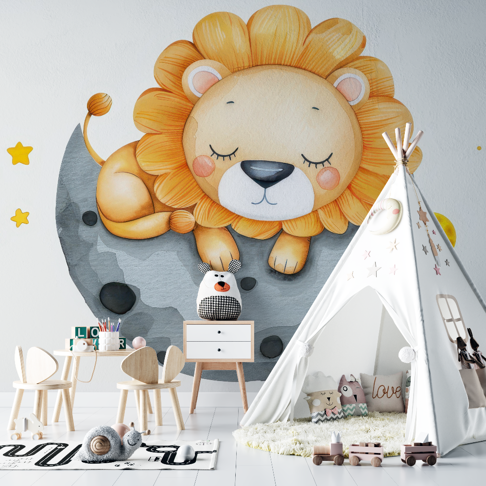 Lion and Moon Wallpaper | Murals Wallpaper