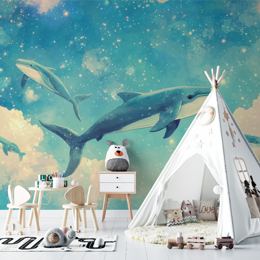 Pastel Ocean Whale Wallpaper | Murals Wallpaper