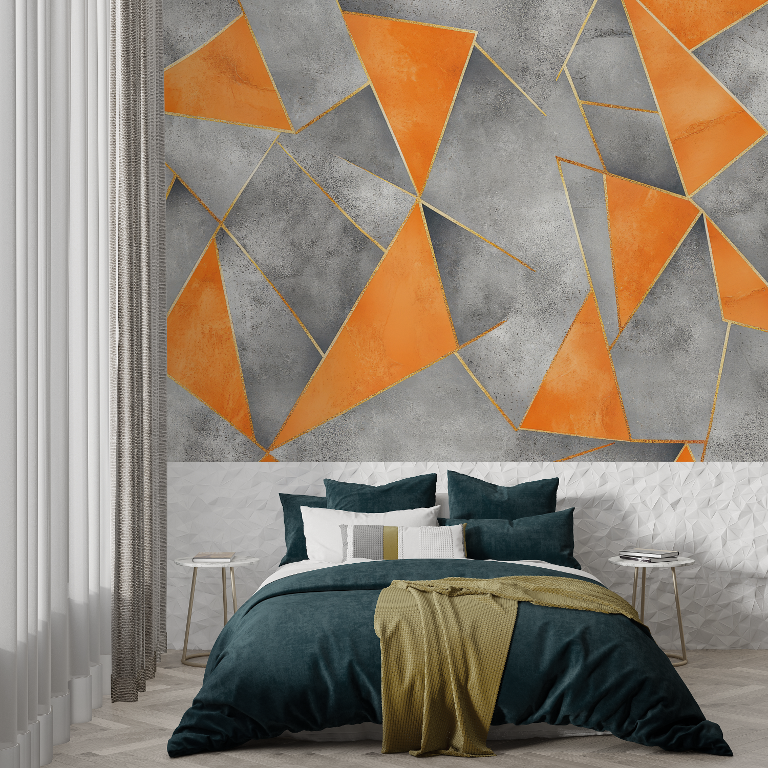 Gray and Orange Wallpaper | Murals Wallpaper