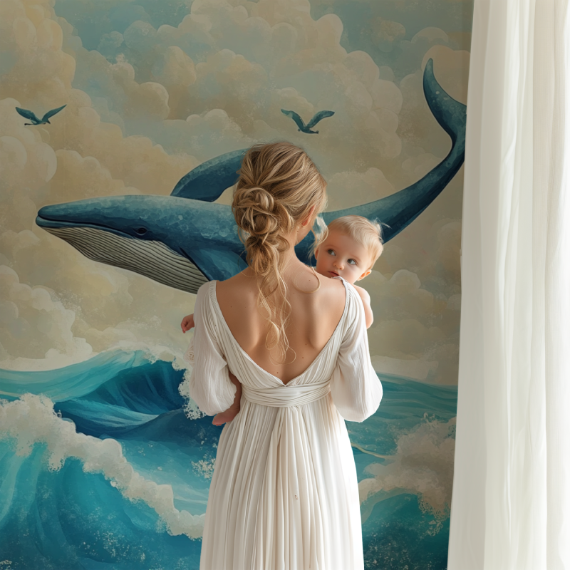 Marine Landscape and Whale Wallpaper | Murals Wallpaper