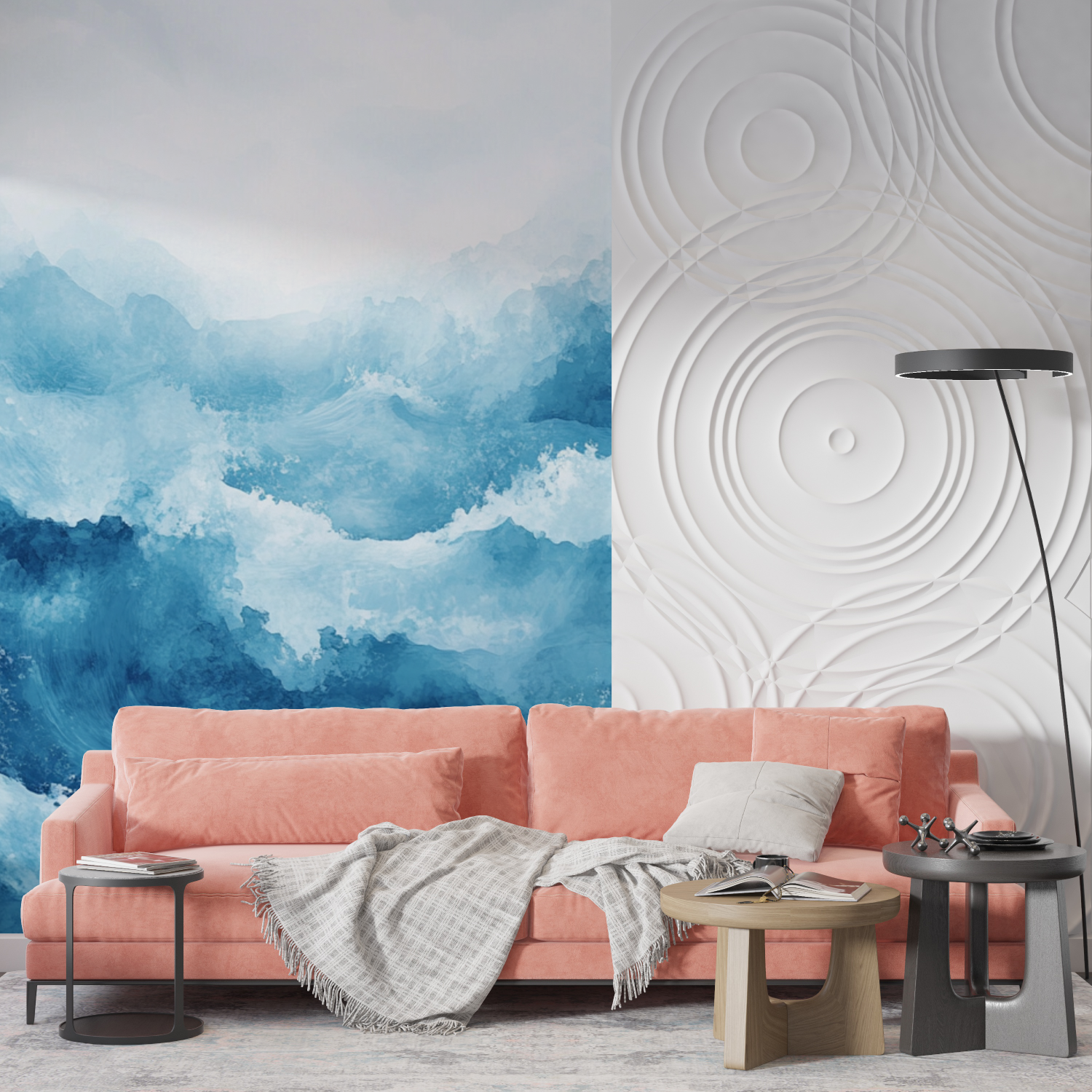 Dynamic Large Wave Watercolor Wallpaper | Murals Wallpaper