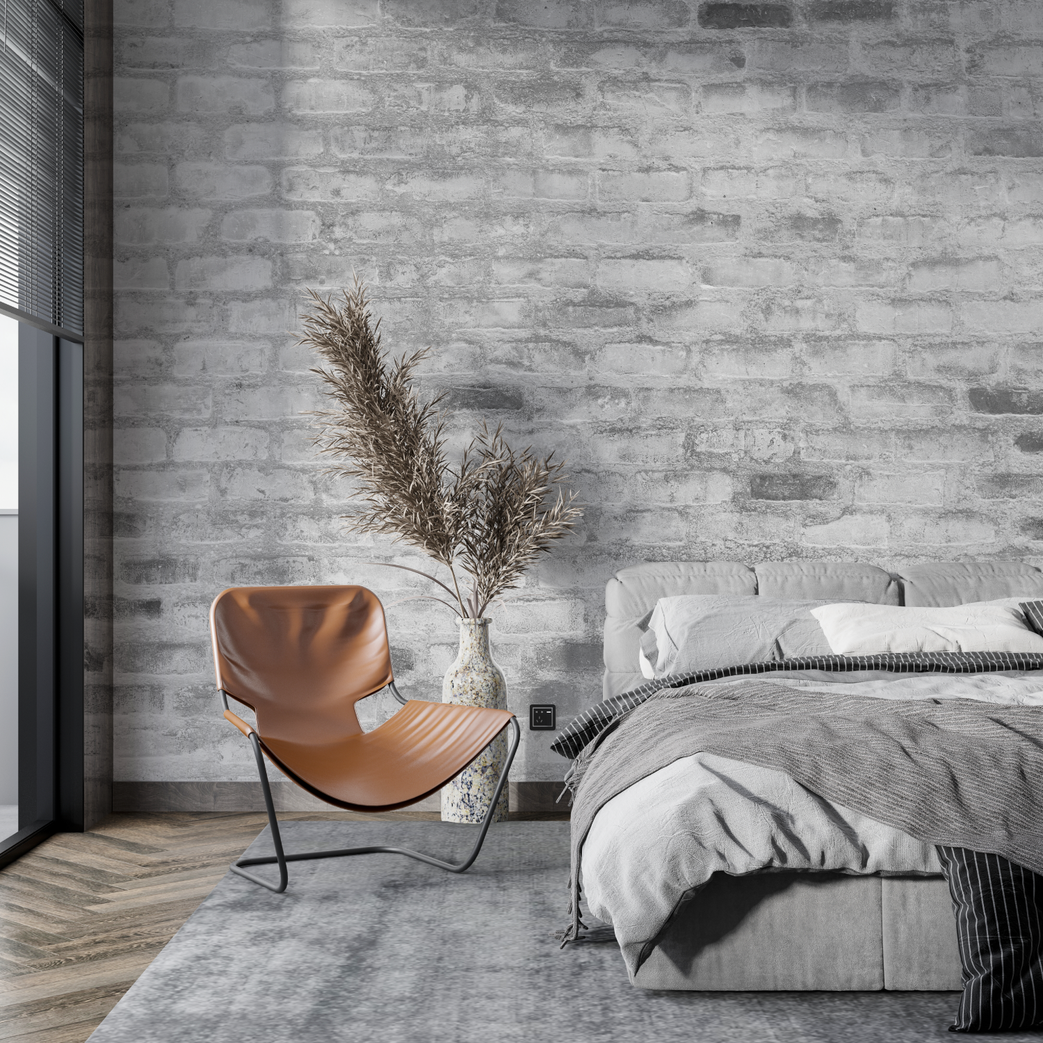 Gray Brick Wallpaper for Living Room | Murals Wallpaper