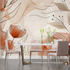 Flower Lines Terracotta Mural Wallpaper