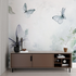 Watercolor Wallpaper with Herbs and Airborne Butterflies | Murals Wallpaper