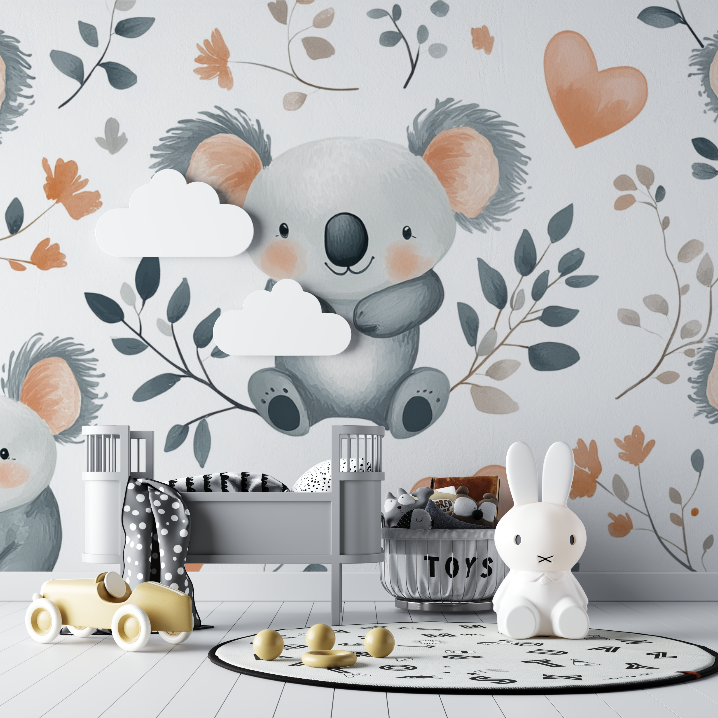Koala and Little Hearts Wallpaper | Murals Wallpaper