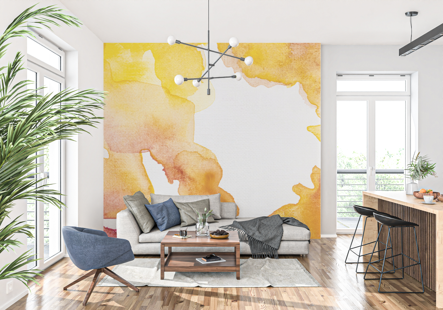 Watercolor Orange Wallpaper | Murals Wallpaper