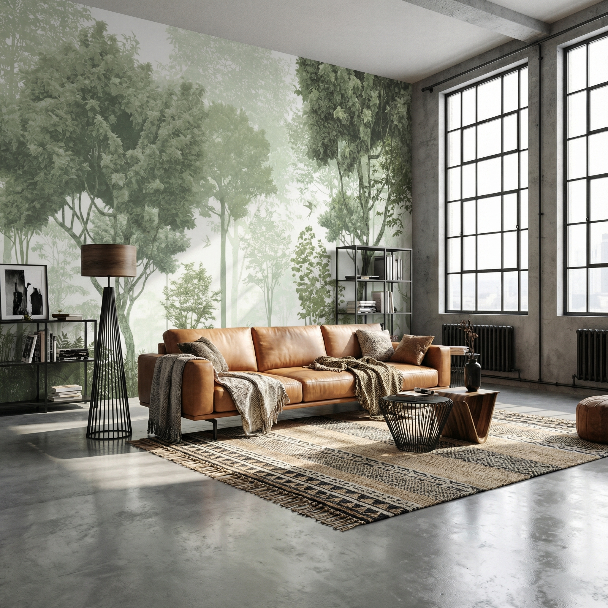 Misty Birch Forest Nature Mural Wallpaper