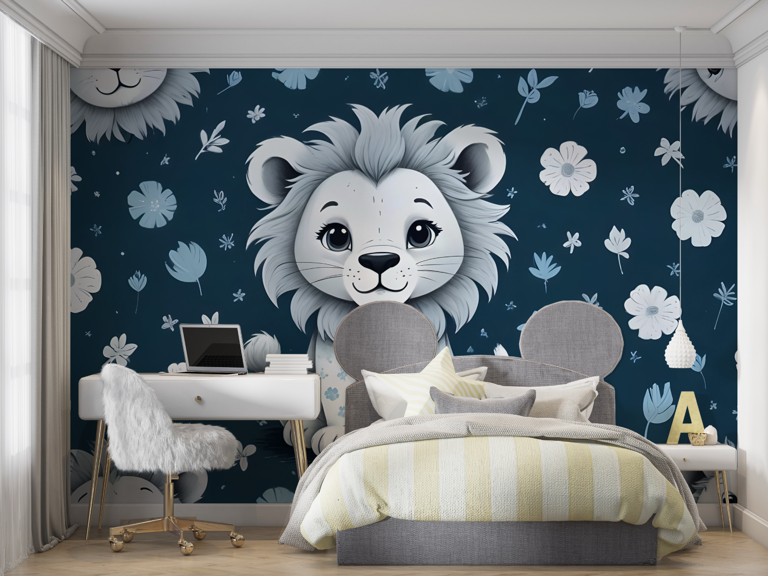 Blue Baby Lion Wallpaper | Murals Wallpaper