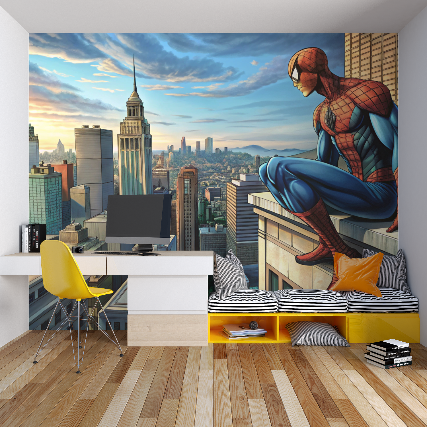 Vintage Comic Spiderman Mural Wallpaper