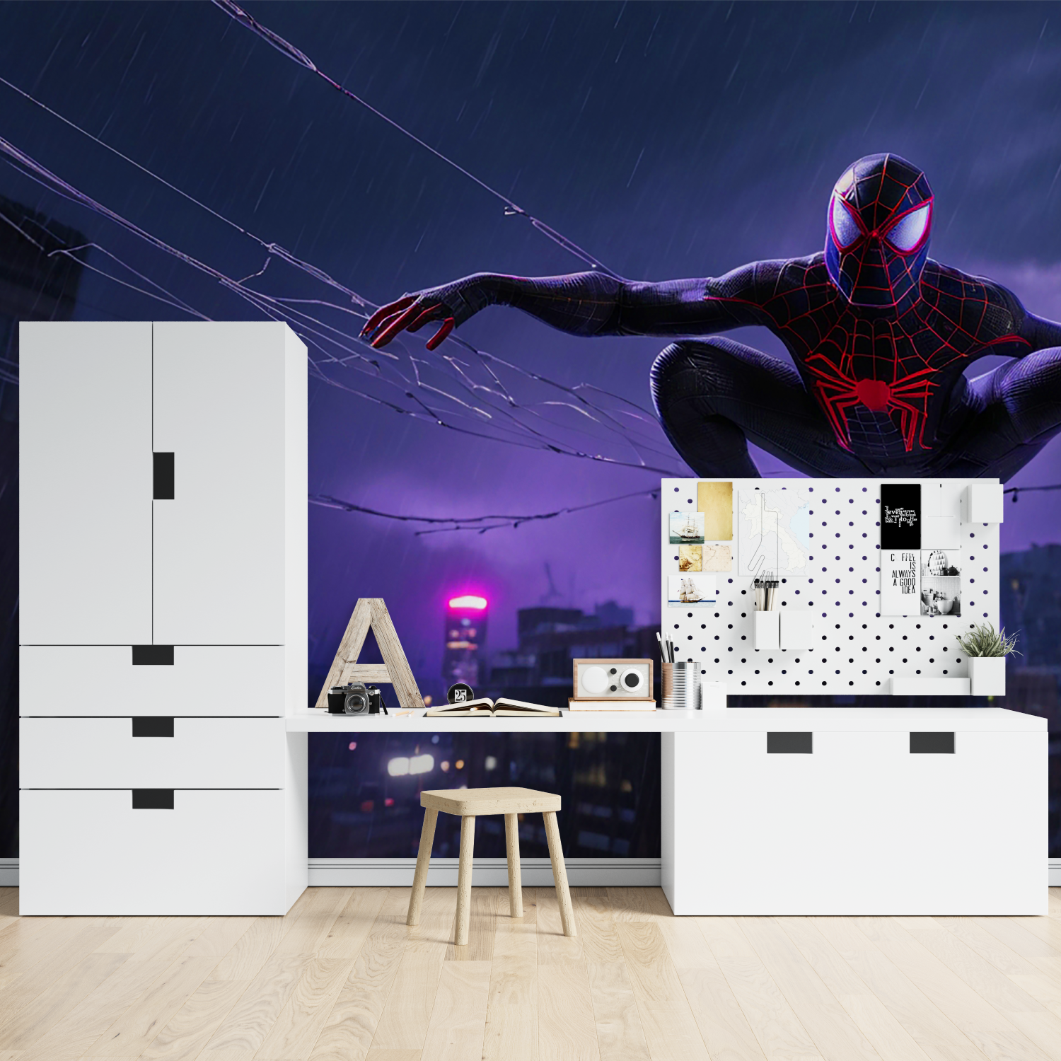 Spider-Man Night Rain Wallpaper | Murals Wallpaper