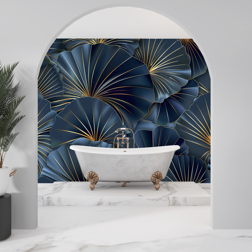 Blue Designer Bathroom Wallpaper | Murals Wallpaper