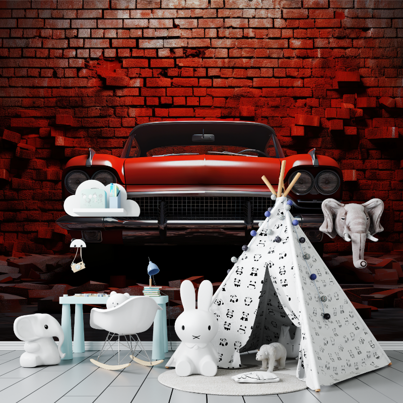 XXL Wallpaper Red Brick Car | Murals Wallpaper