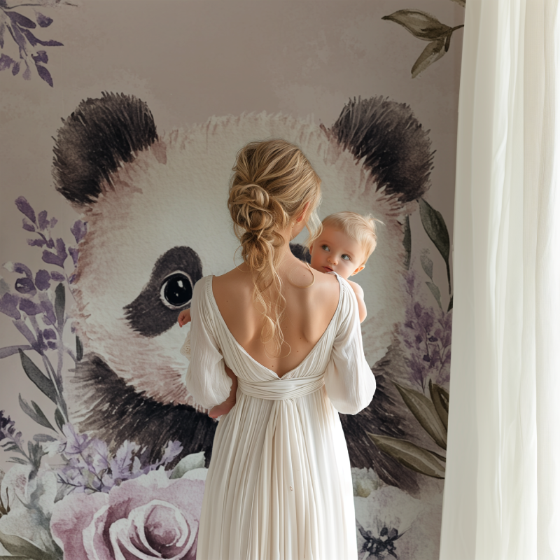 Panda Wallpaper with Flower Crown | Murals Wallpaper
