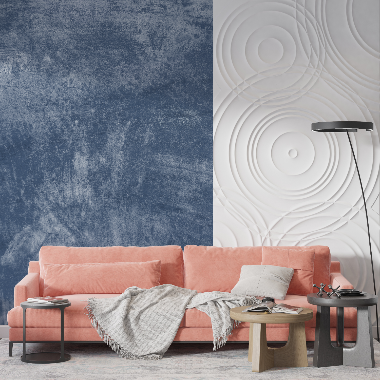 Trendy Gray and Blue Wallpaper | Murals Wallpaper