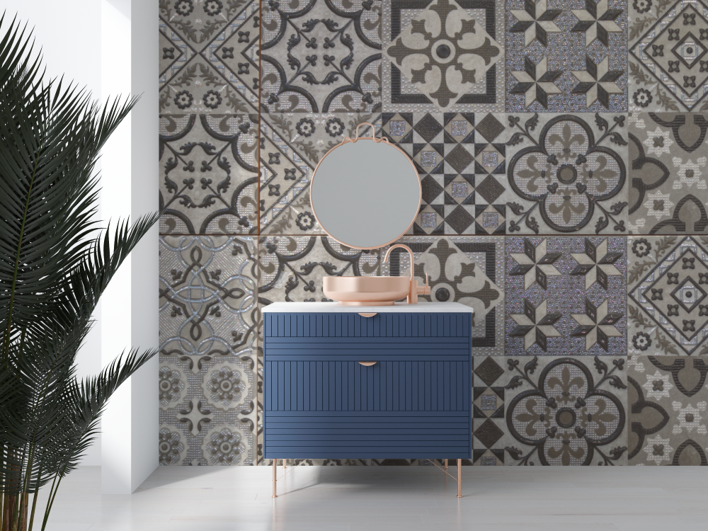 Cement Tile Wallpaper Bathroom | Murals Wallpaper