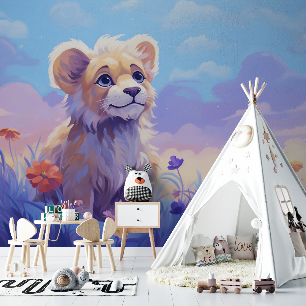 Pastel Lion and Clouds Wallpaper | Murals Wallpaper