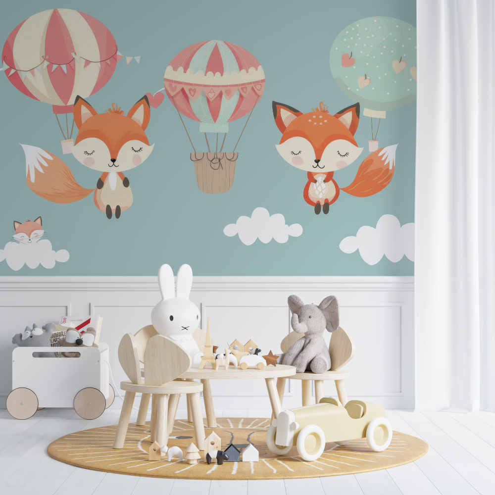 Fox and Hot Air Balloon Wallpaper | Murals Wallpaper