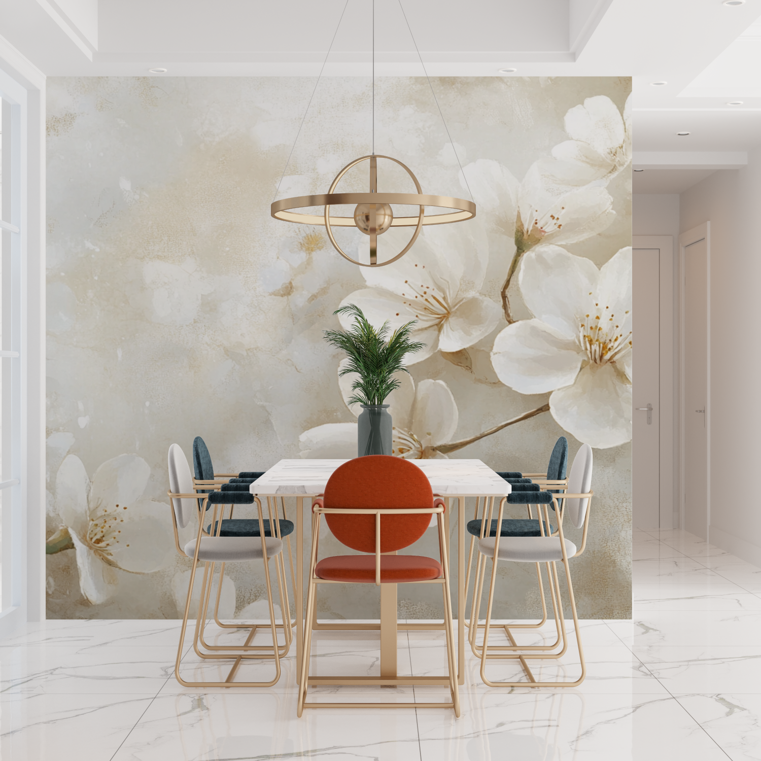 Watercolor Abstract White Flowers Wallpaper | Murals Wallpaper