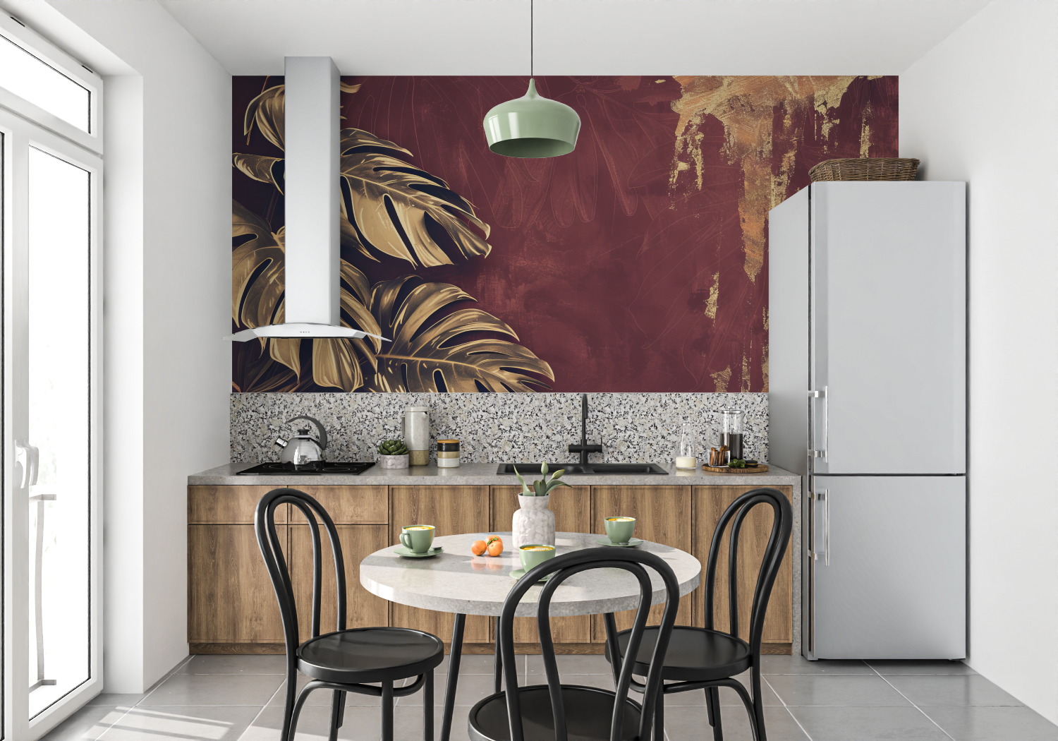 Bordeaux Wallpaper with Gold Leaf | Murals Wallpaper