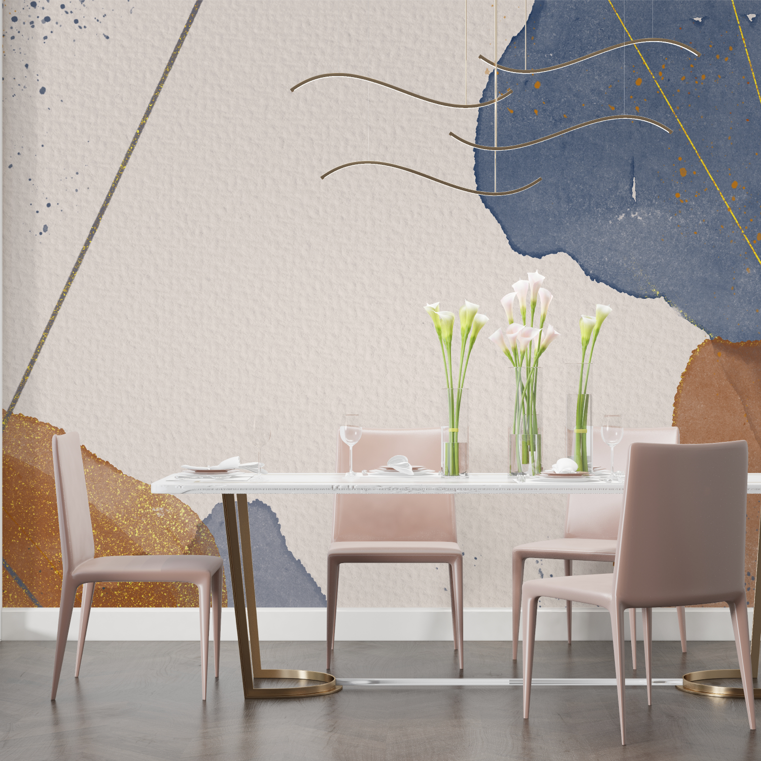 Watercolor Brown Gold Wallpaper | Murals Wallpaper