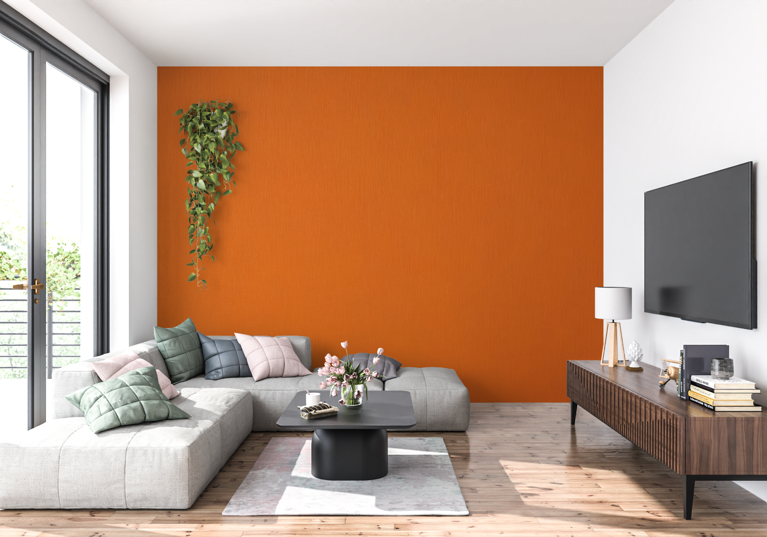 Dark Orange Solid Wallpaper | Murals Wallpaper