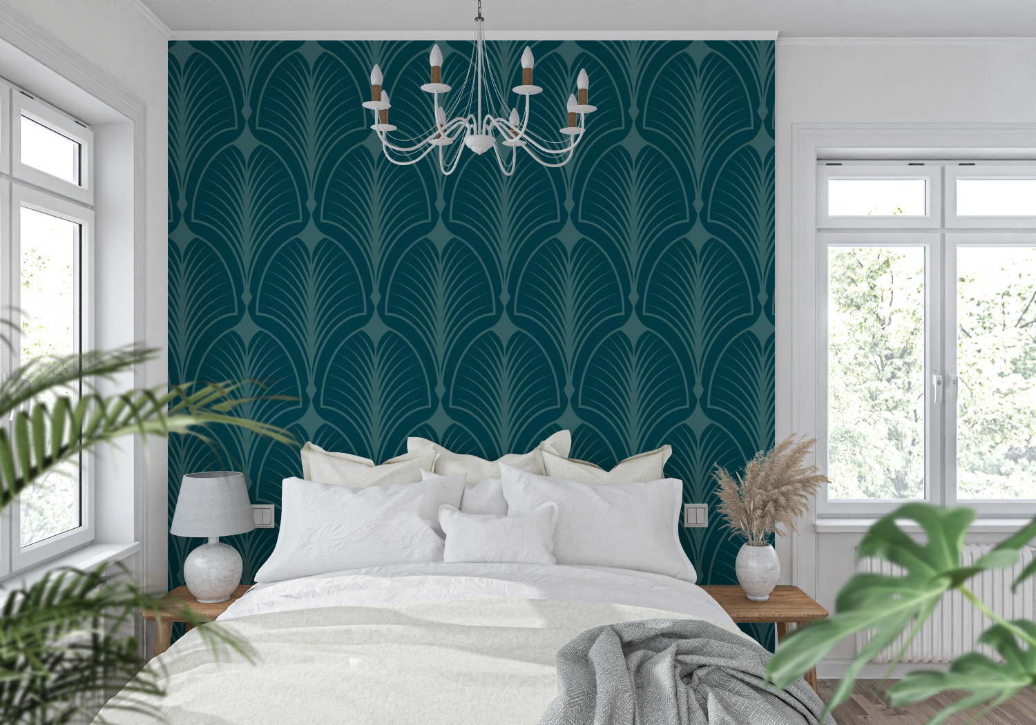 Peacock Blue Pattern Wallpaper | Murals Wallpaper