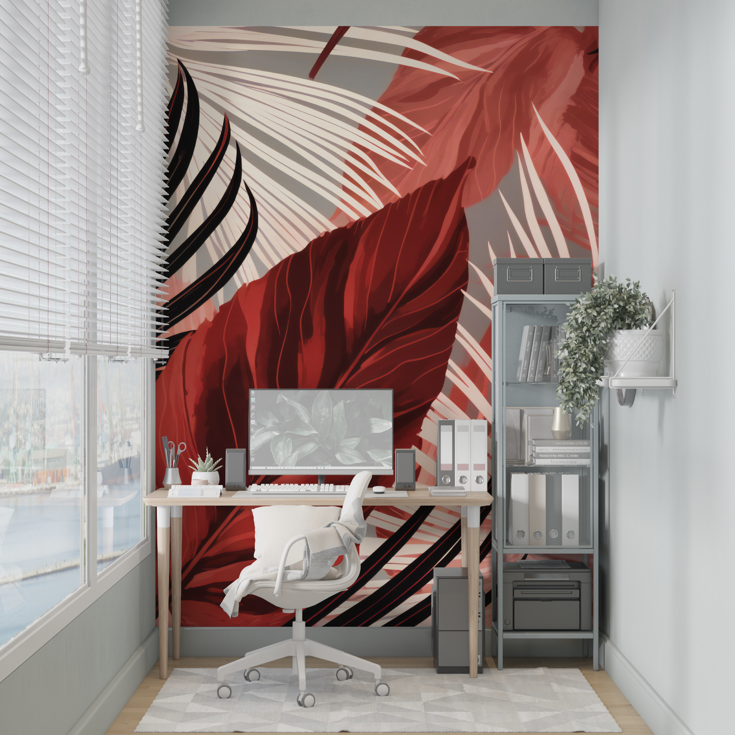 Papier Peint Gris Et Rouge – Panorama-Wandbild