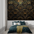 3D Black and Gold Art Deco Floral Wallpaper | Murals Wallpaper