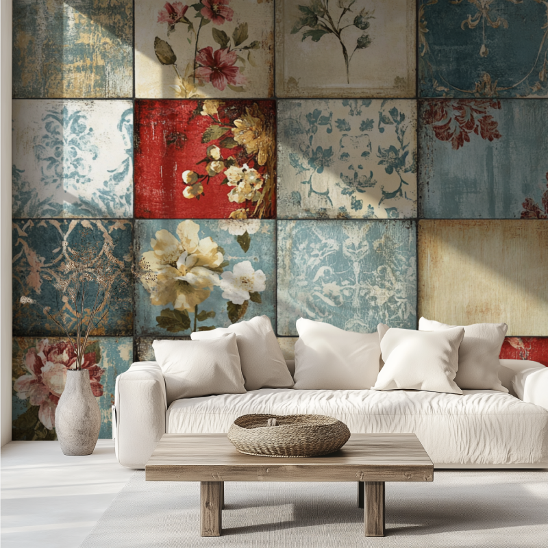 Tapete Vintage-Patchwork-Canape-Tendenz