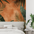 Terracotta Wallpaper with Tropical Leaves | Murals Wallpaper