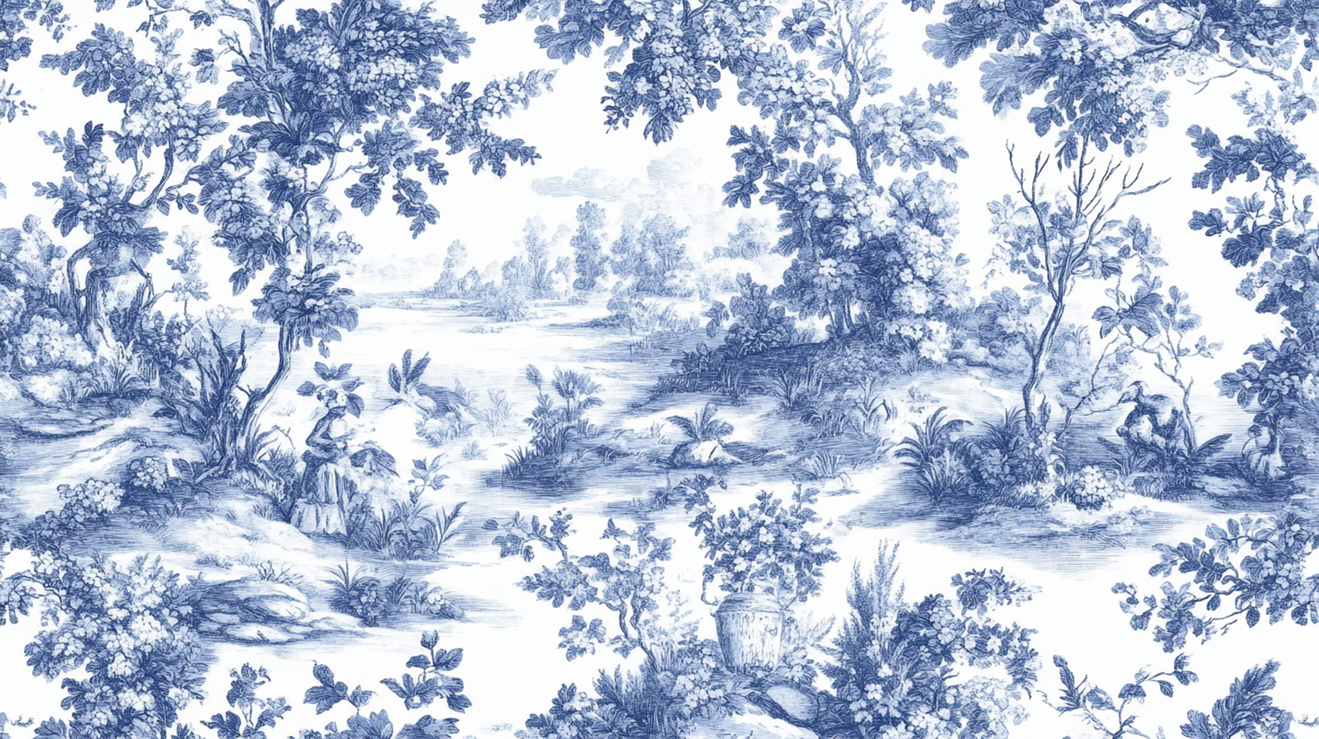 Panoramic Toile de Jouy Wallpaper | Murals Wallpaper