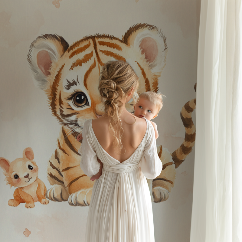 Tiger and Cute Animals Wallpaper | Murals Wallpaper