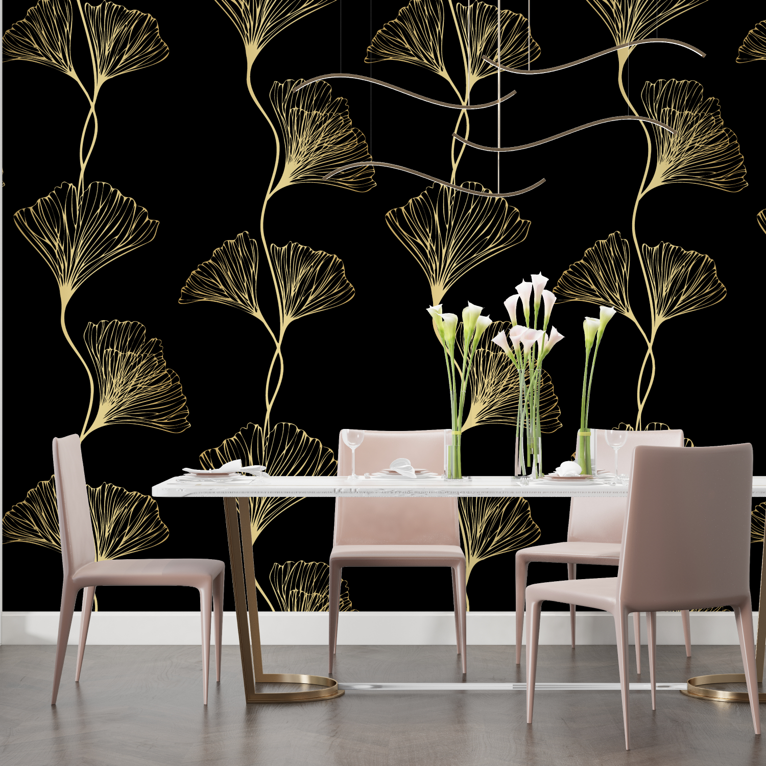 Ginkgo Gold Pattern Wallpaper | Murals Wallpaper