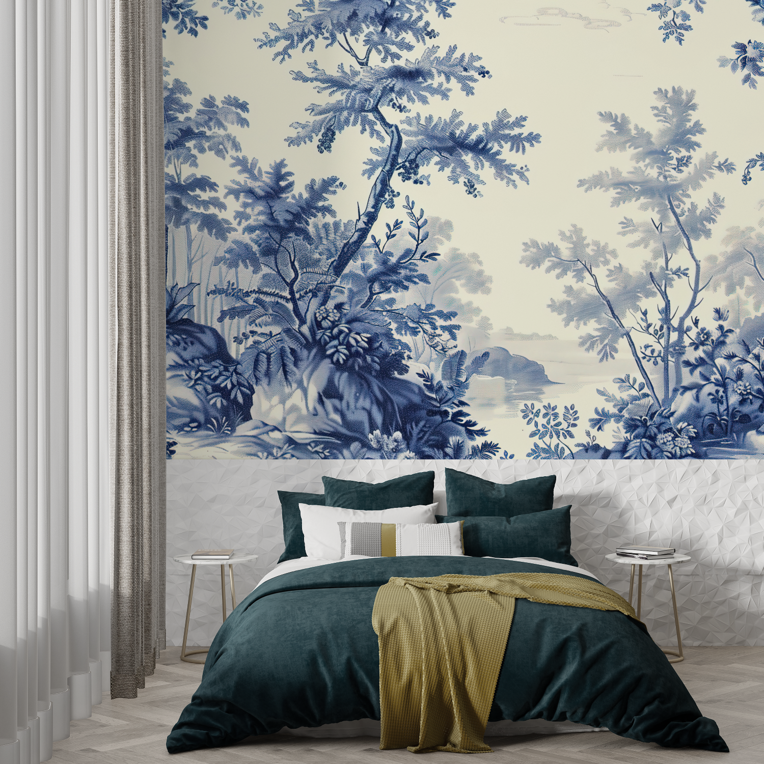 Blue Pond Toile Wallpaper | Murals Wallpaper