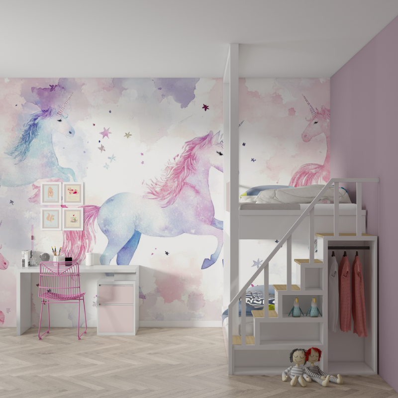 Unicorn Pattern Wallpaper for Baby Room | Murals Wallpaper