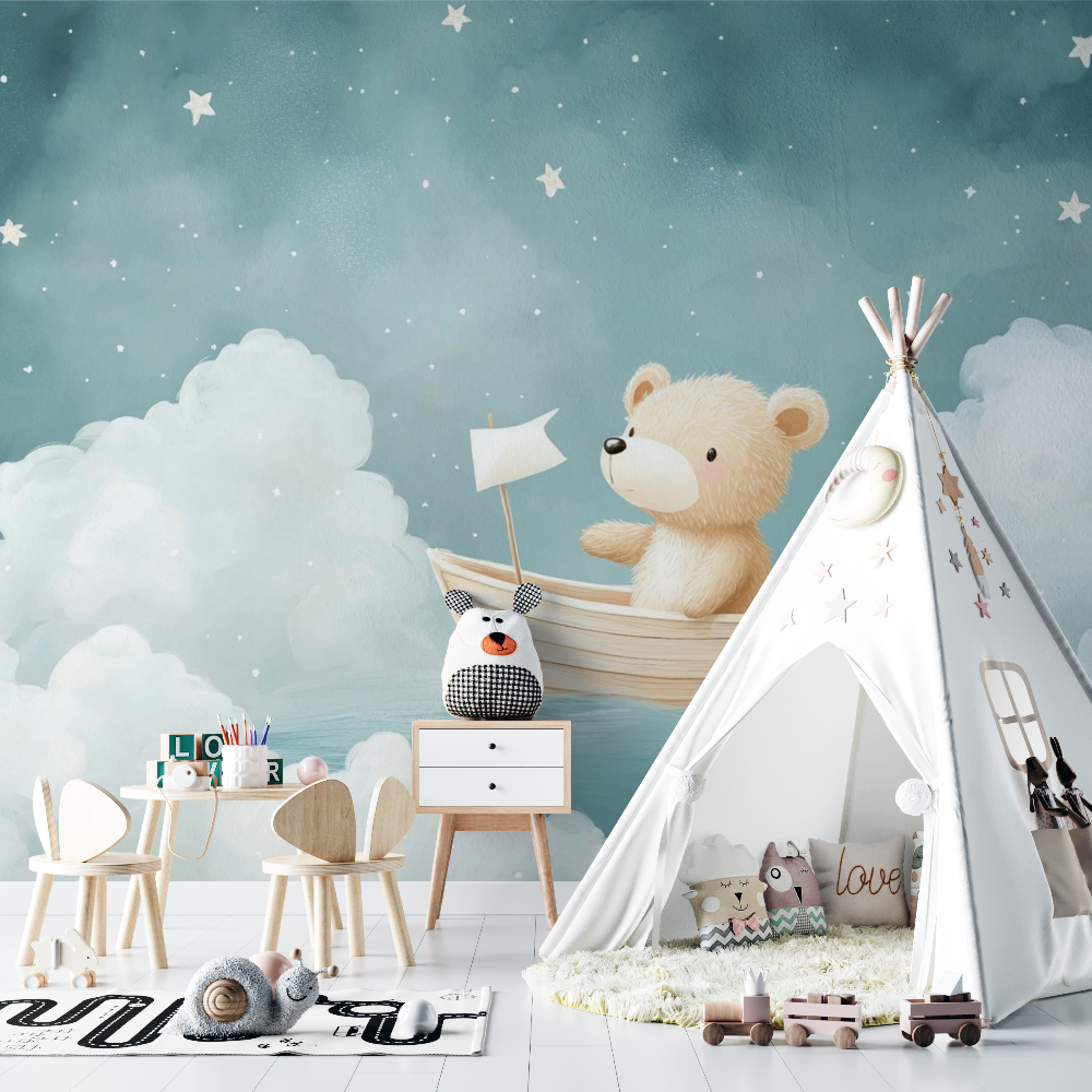 Nautical Bear and Boat Wallpaper | Murals Wallpaper
