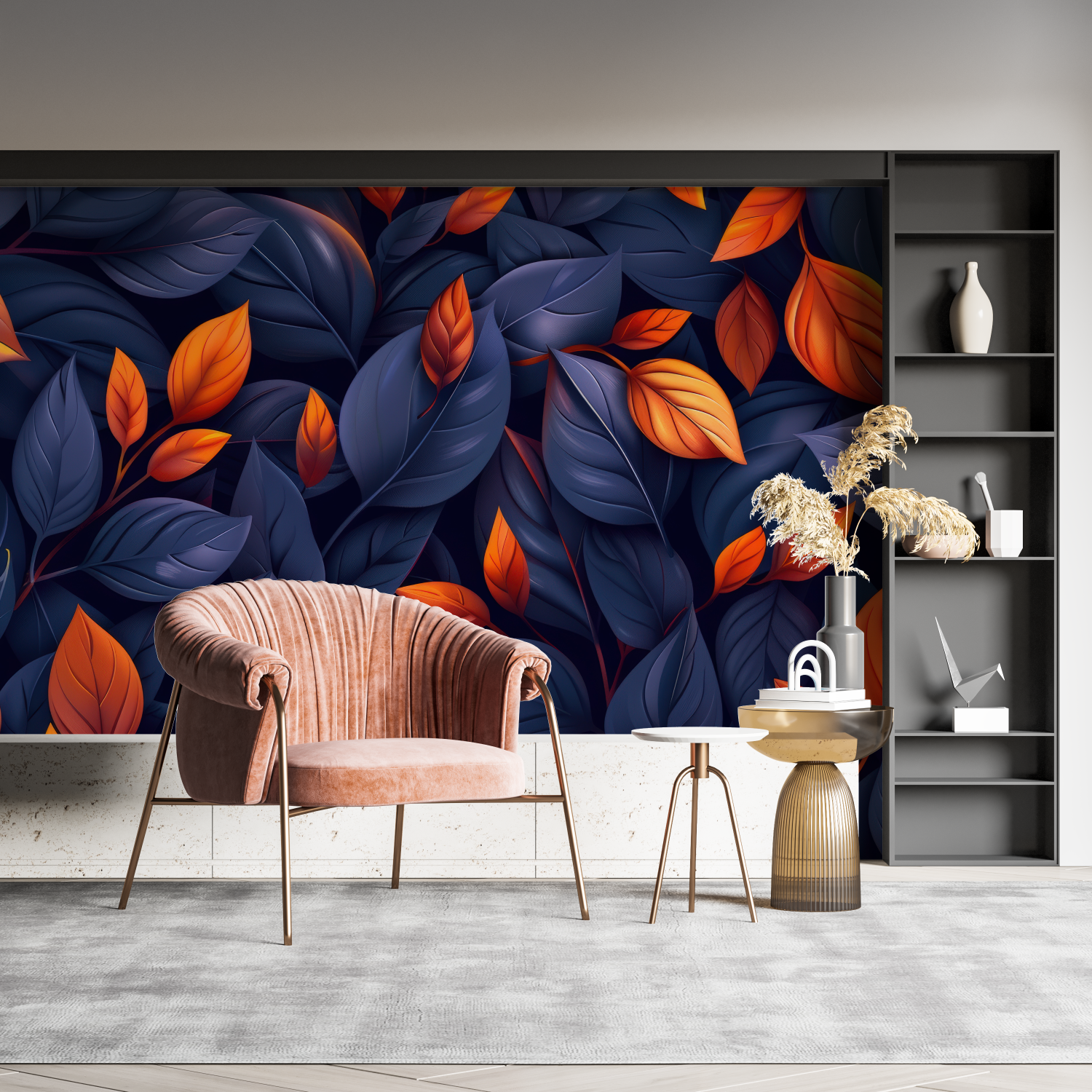 Dark Blue Orange Wallpaper | Murals Wallpaper