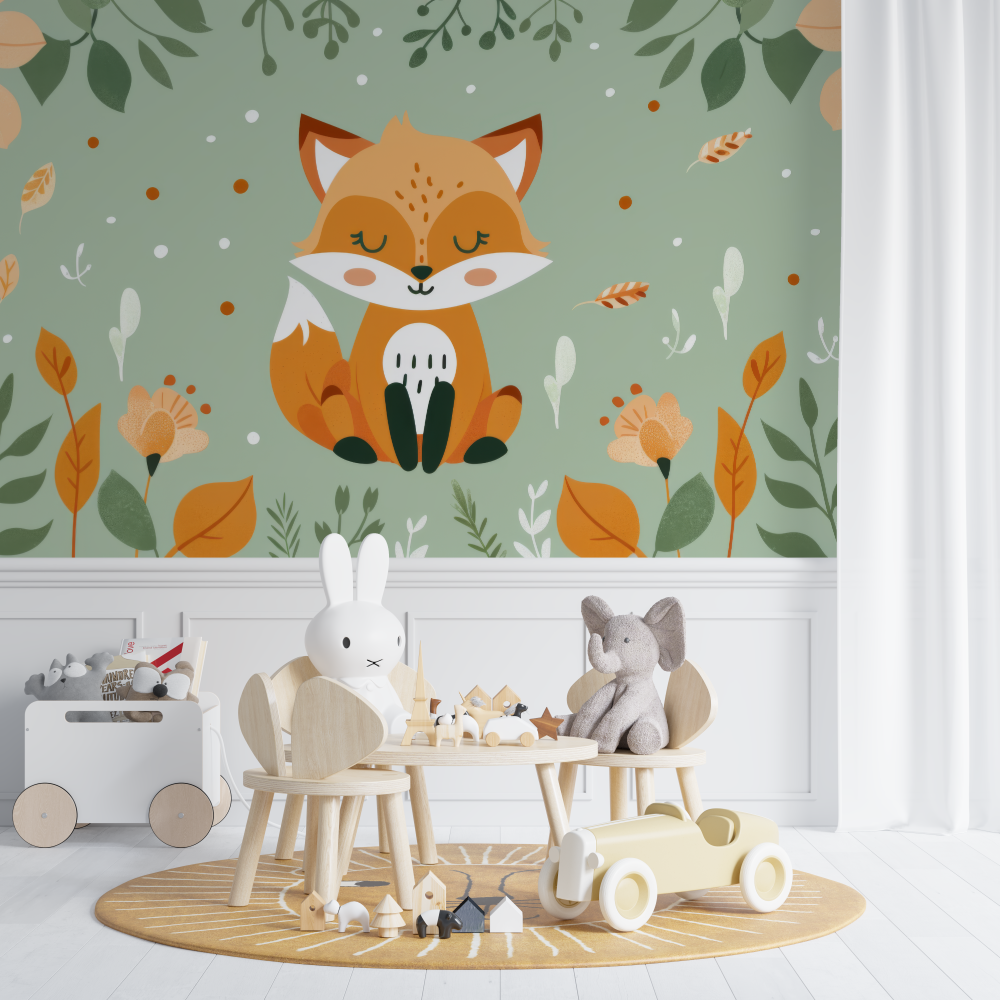 Fox and Tropical Foliage Wallpaper | Murals Wallpaper