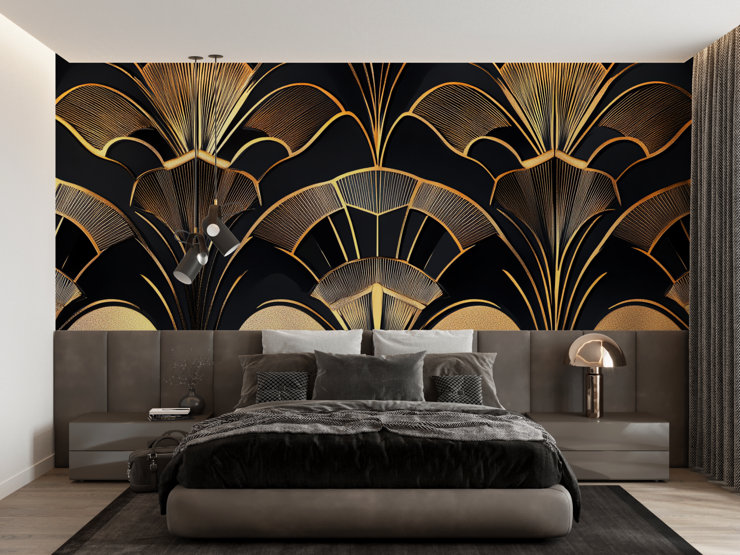 Art Deco Black Gold Petal Wallpaper | Murals Wallpaper