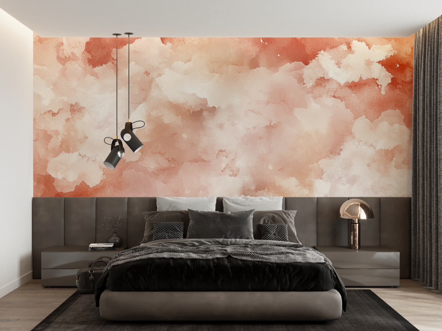 Tapete Terrakotta-Stil abstraktes Aquarell Französisch