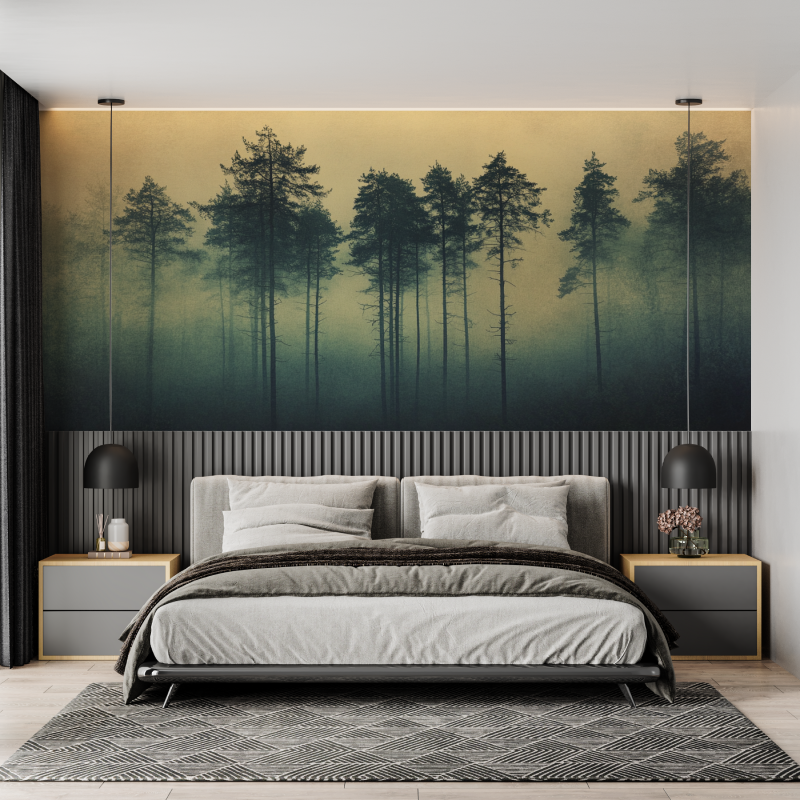 Watercolor Forest Wallpaper Wrapped in Mist | Murals Wallpaper