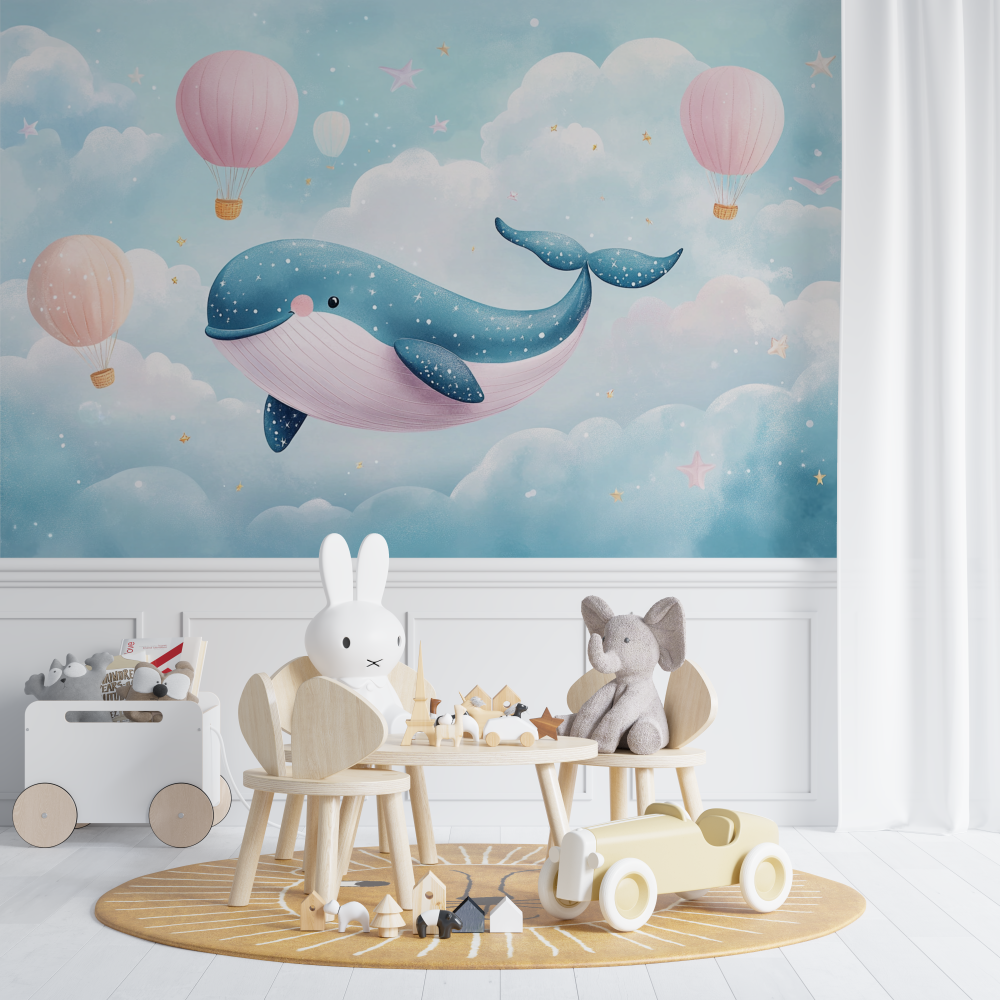 Cloud Cotton Whale Wallpaper | Murals Wallpaper