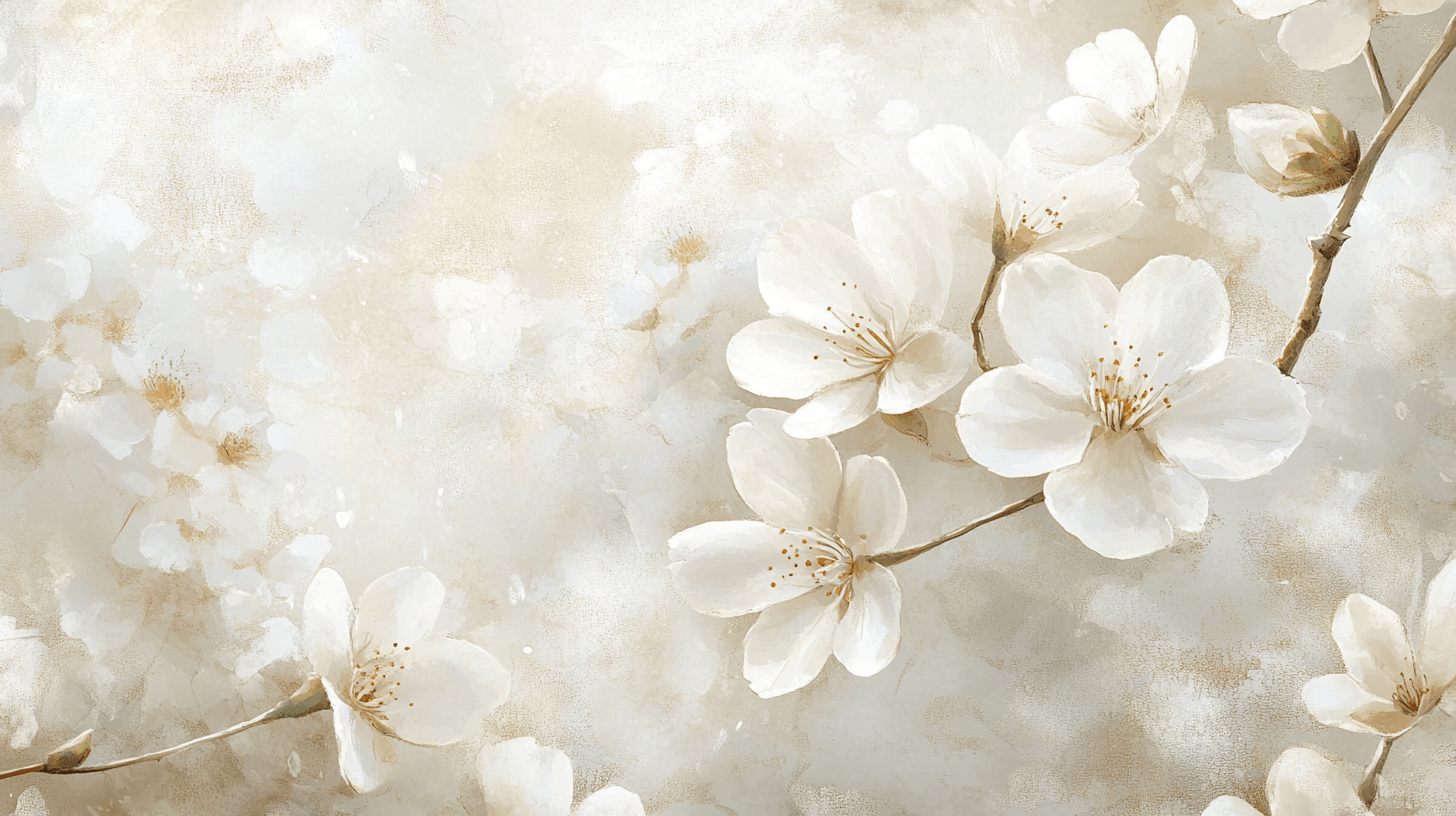 Watercolor Abstract White Flowers Wallpaper | Murals Wallpaper