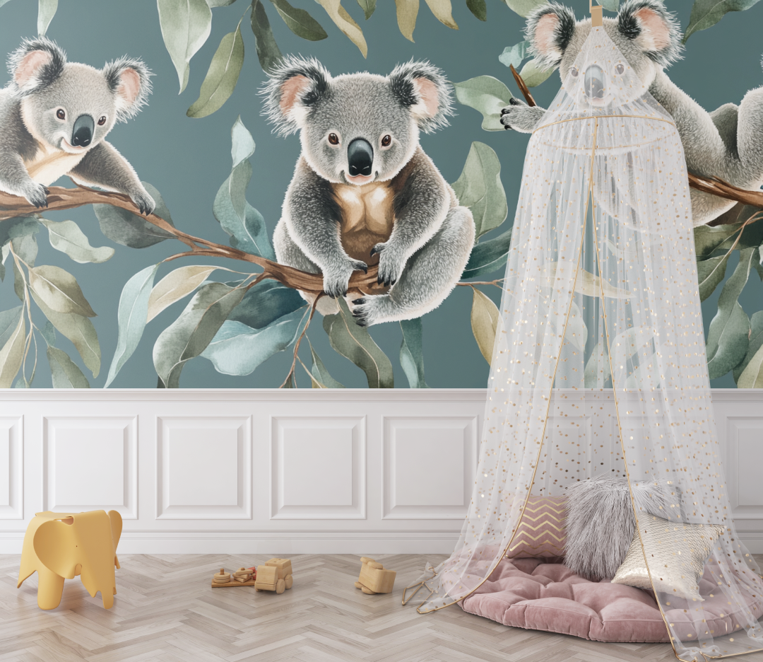 Weightless Koala and Leaf Wallpaper | Murals Wallpaper