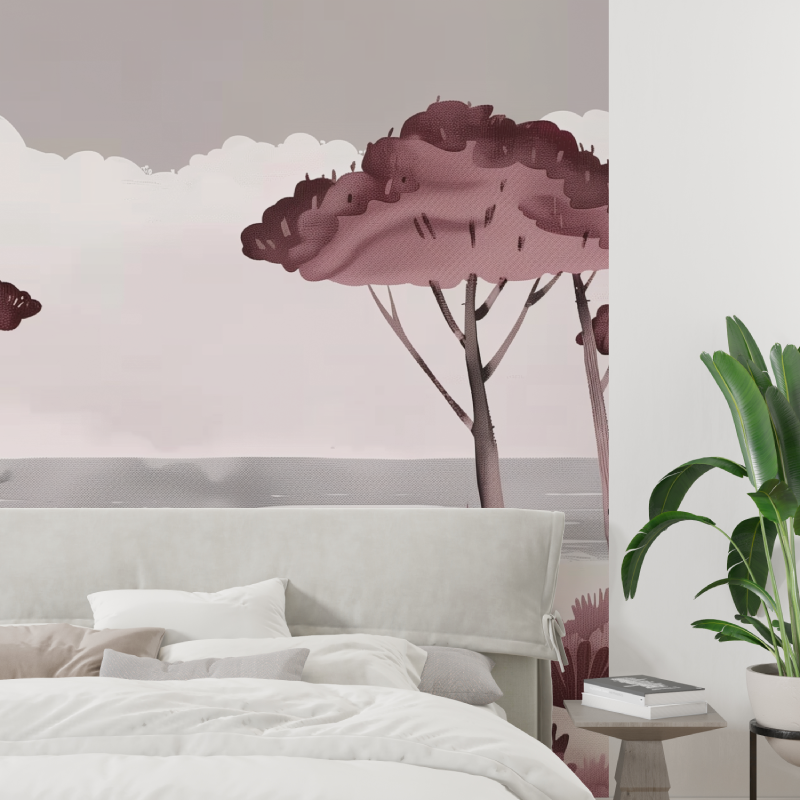 Beautiful Red Wine Landscape Mural Wallpaper