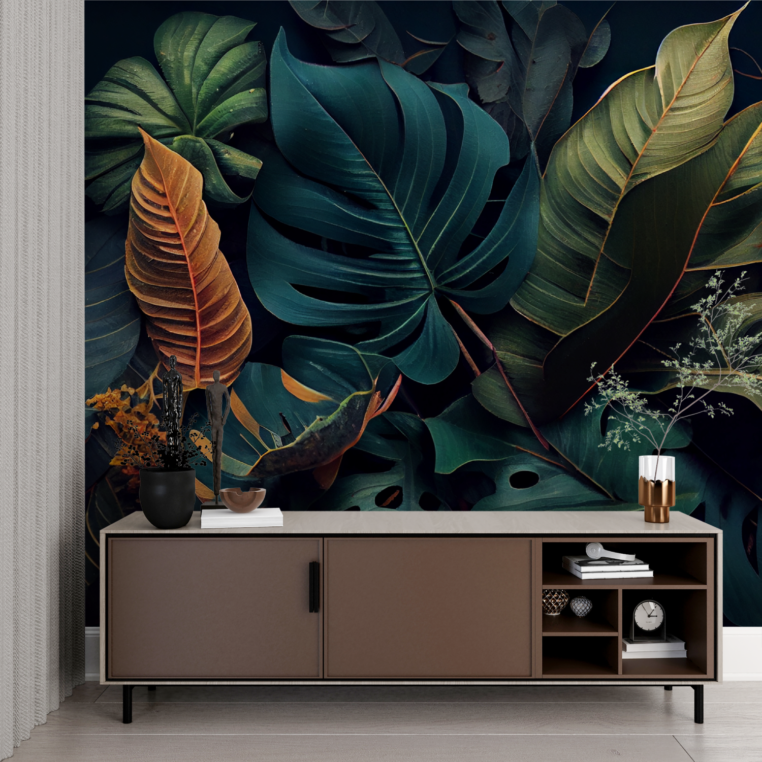 Papier Peint Panoramique Tropical Sombre - Tendenzen