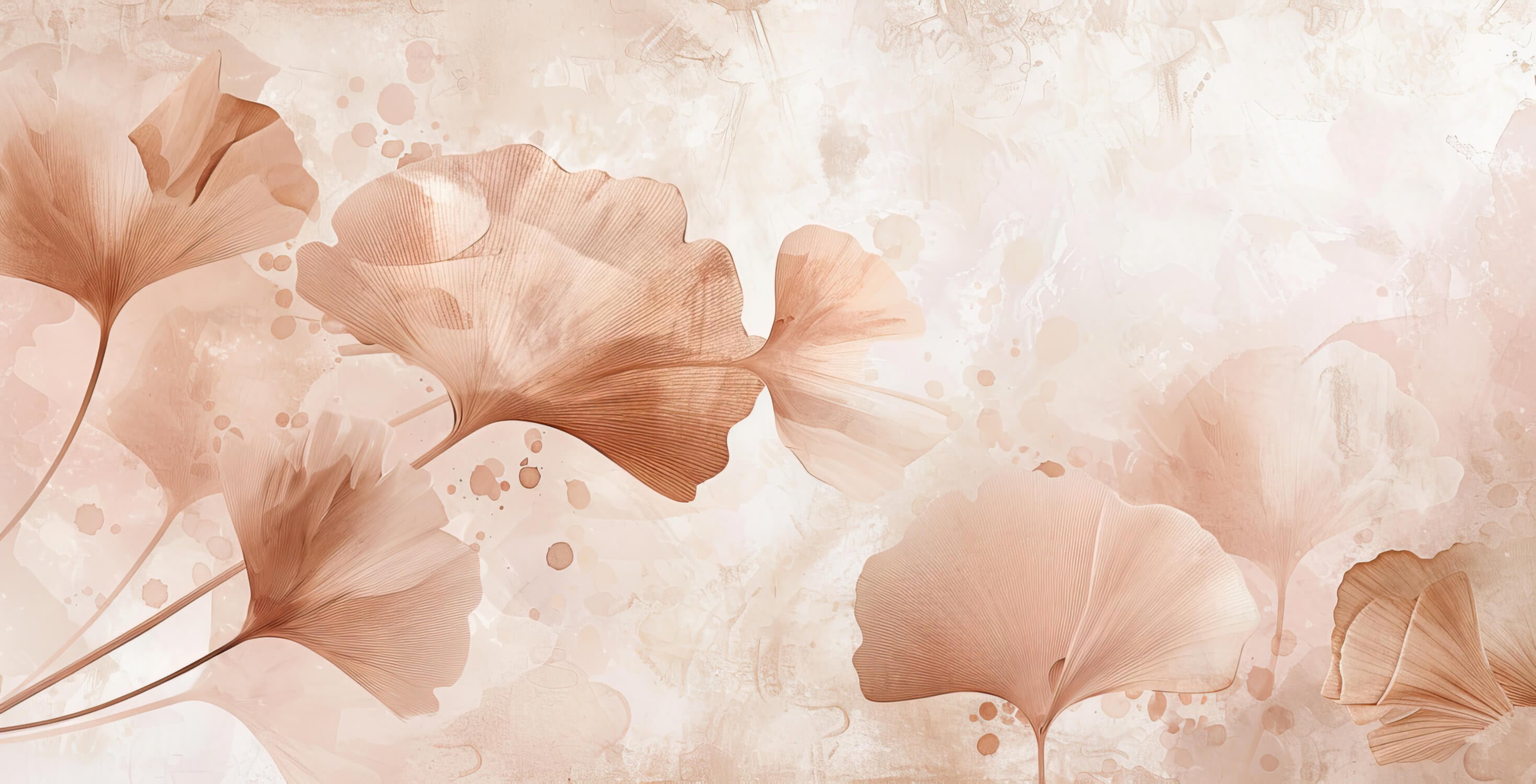 Gingko Watercolor Terracotta Mural Wallpaper