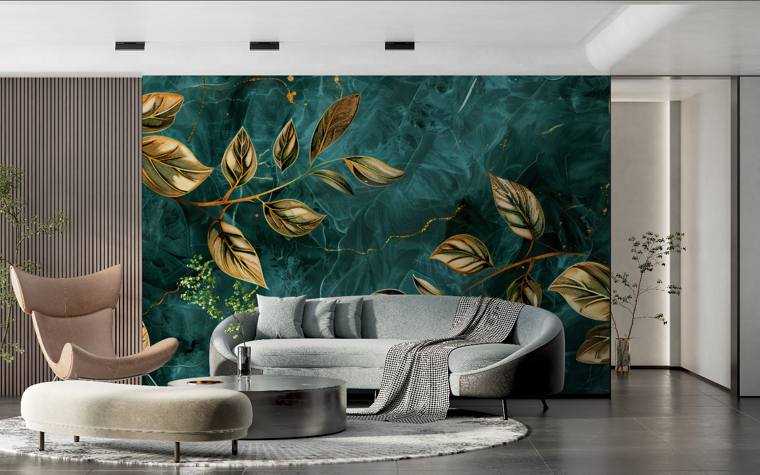 Peacock Blue and Gold Wallpaper | Murals Wallpaper