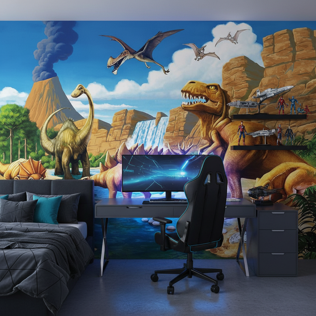 3D-Dinosaurier-Tapete