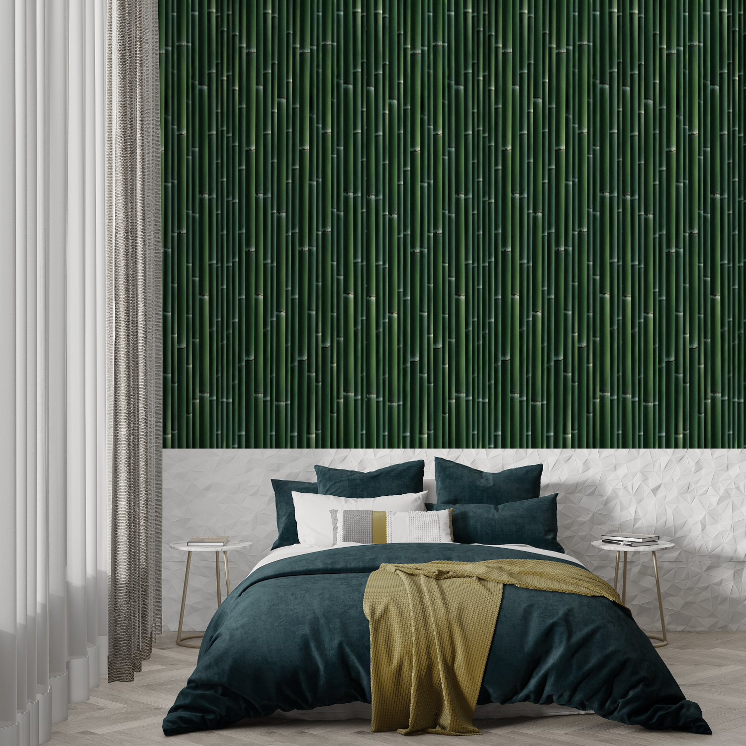 Dark Green Bamboo Look Wallpaper | Murals Wallpaper